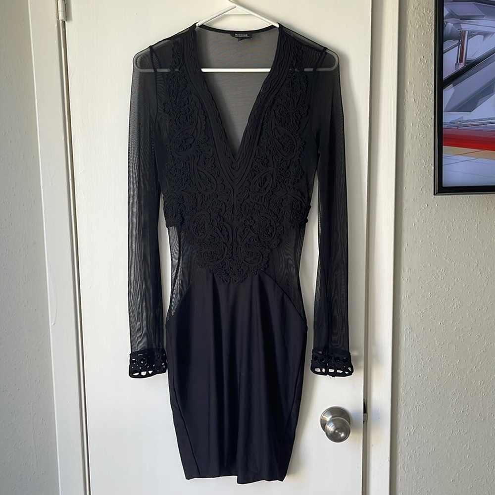 Black mesh mini dress
